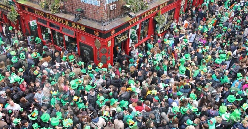 Temple Bar during Saint Patrick's Day