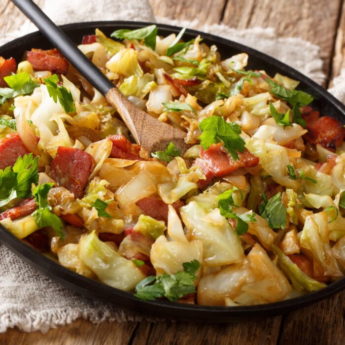 fried cabbage with bacon