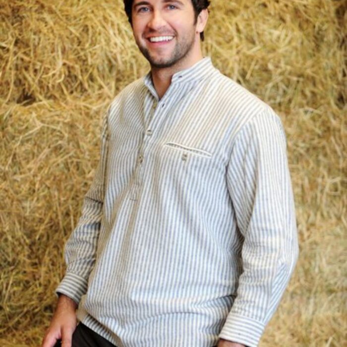 thumbnail image 2 of Irish Linen Grandfather Shirt – White – Super Soft – Collarless Button-Up By Celtic Clothing Company 2 of 6