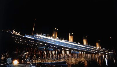 A scene from the sinking of James Cameron's film Titanic