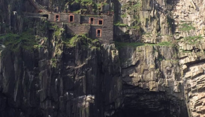 Bull Rock, its ruins and tunnel