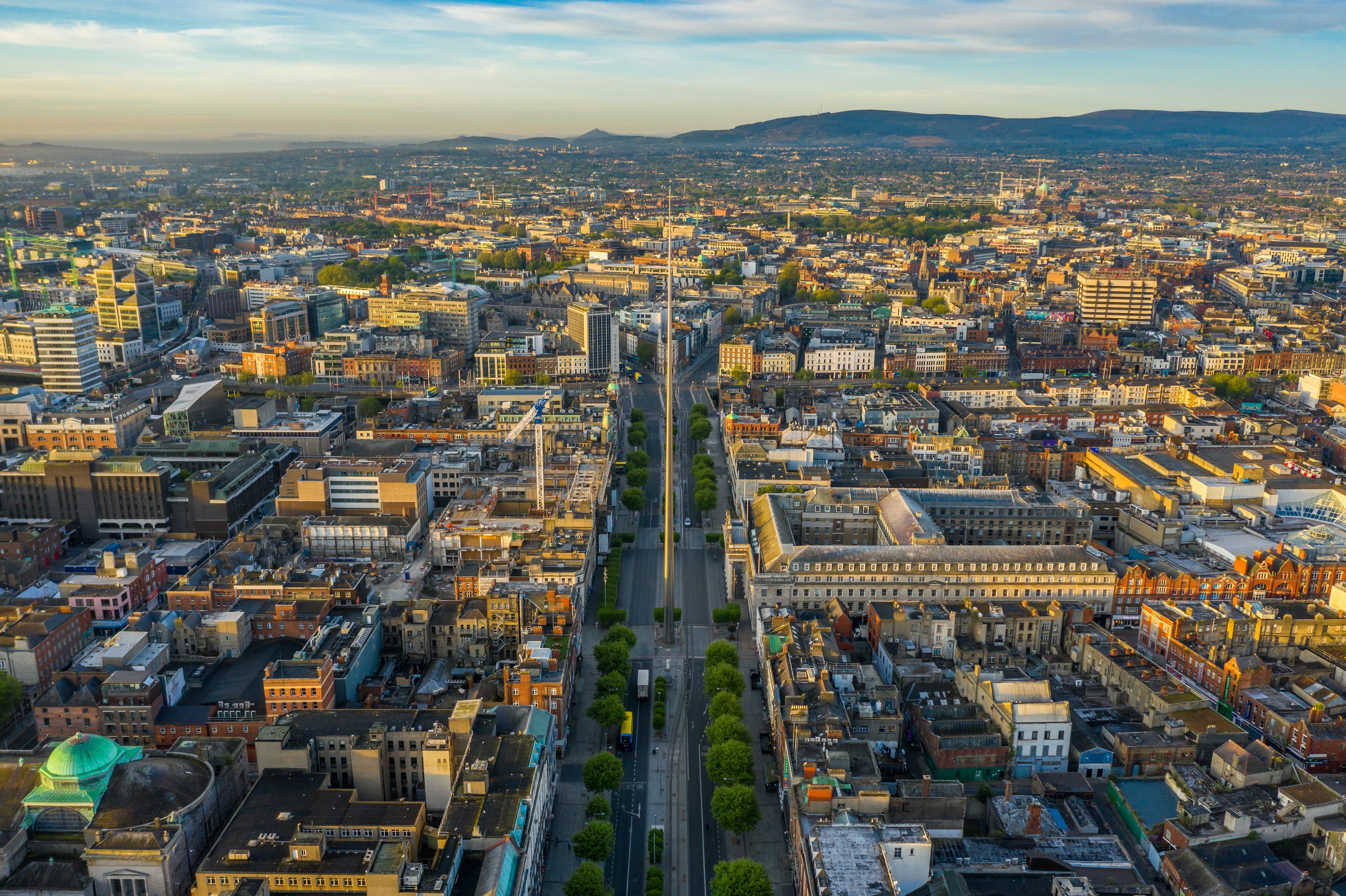 Vue aérienne sur O'Connell Street à Dublin - © Irish Drone Photography