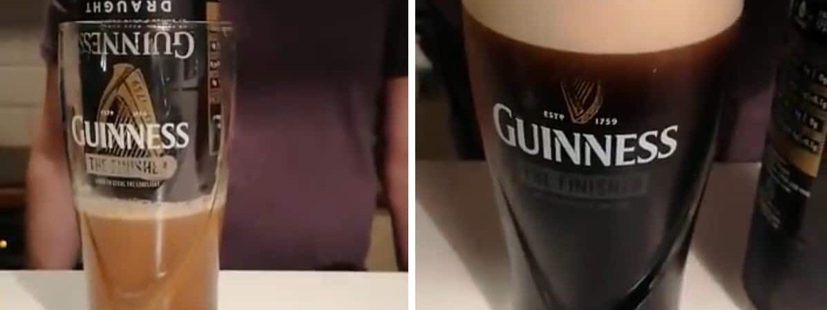 Une pinte servie à partir d'une cannette de Guinness