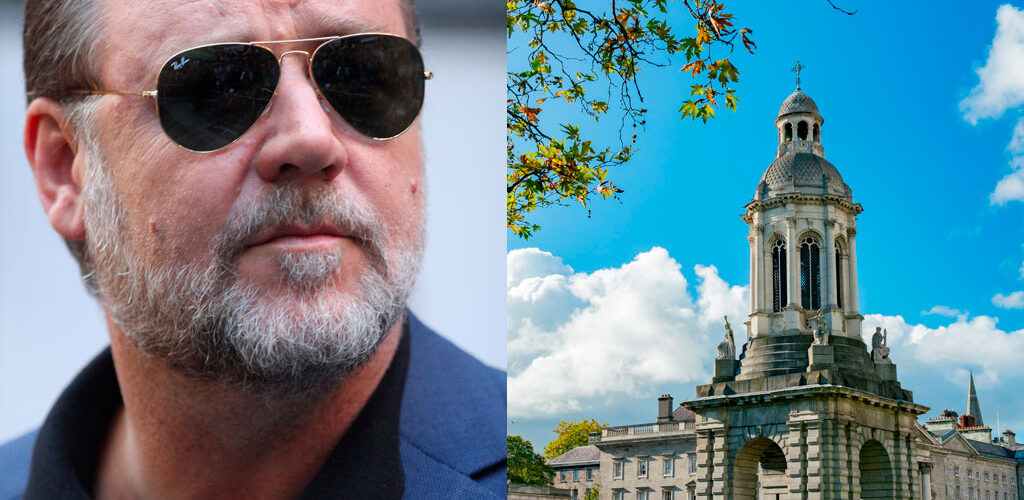 Russel Crowe, spotted at Trinity College filming an exorcism movie