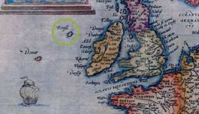 Hy-Brasil island on a map