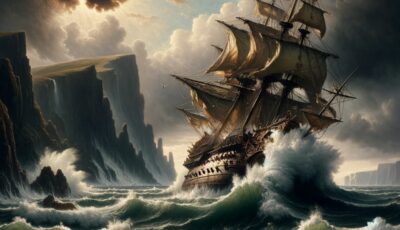 Representation of the sinking of the Spanish Armada, which supposedly gave birth to the Black Irish.