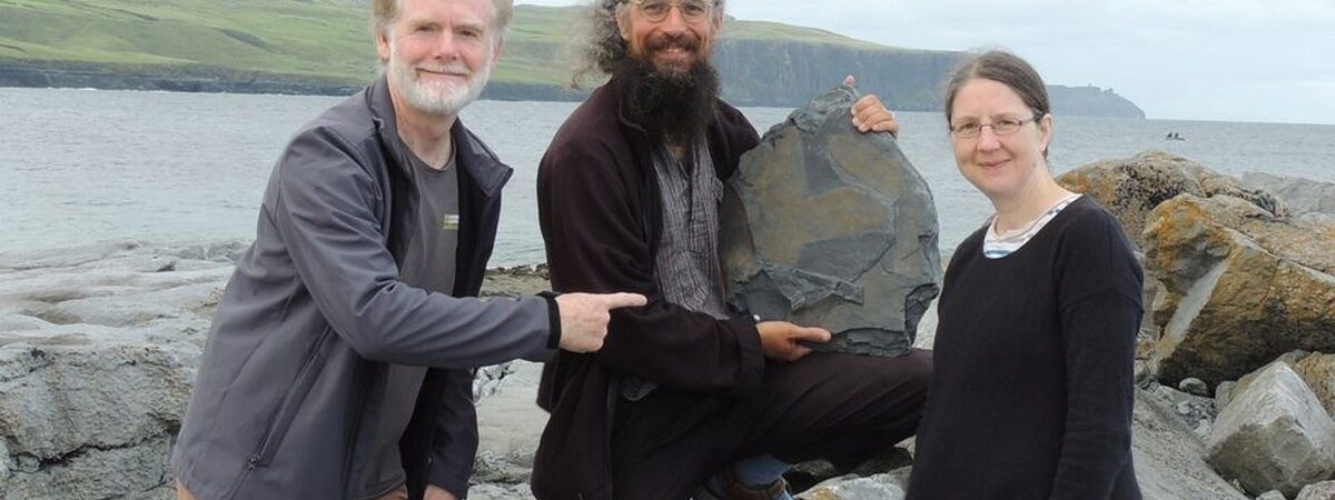 Dr Eamon Doyle presents his fossil found on the Cliffs of Moher
