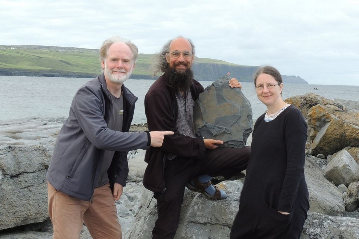 Dr Eamon Doyle presents his fossil found on the Cliffs of Moher