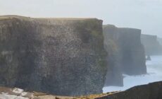 A giant ball of foam and snow floated on the Cliffs of Moher - @cormac_mcginley (X / Twitter)