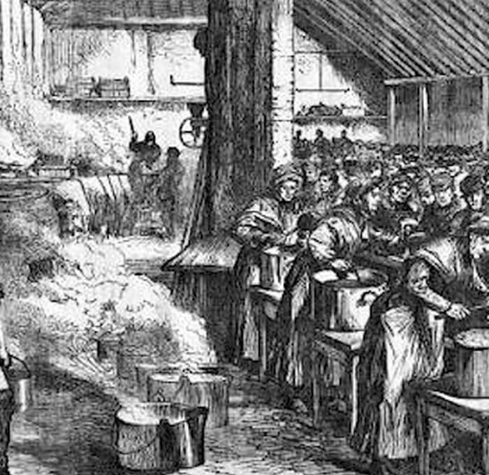 A soup kitchen at the time of the "Take the soup" slogan in Ireland - Public domain