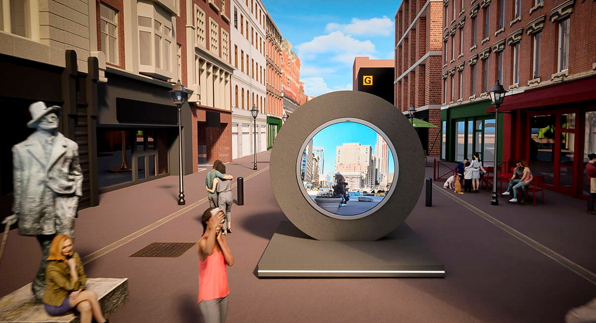 A digital portal has been installed in Dublin and New York to link the two cities in real time - Portals.org