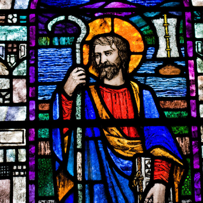 A stained glass window depicting Saint Patrick at Saul Church - Brian Morrison - Tourism Ireland