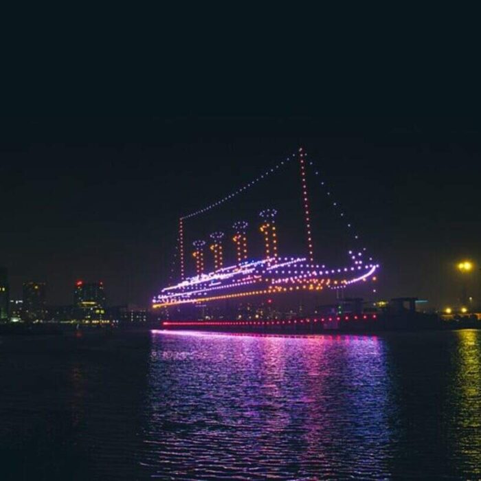 Drones recreate the Titanic in Belfast