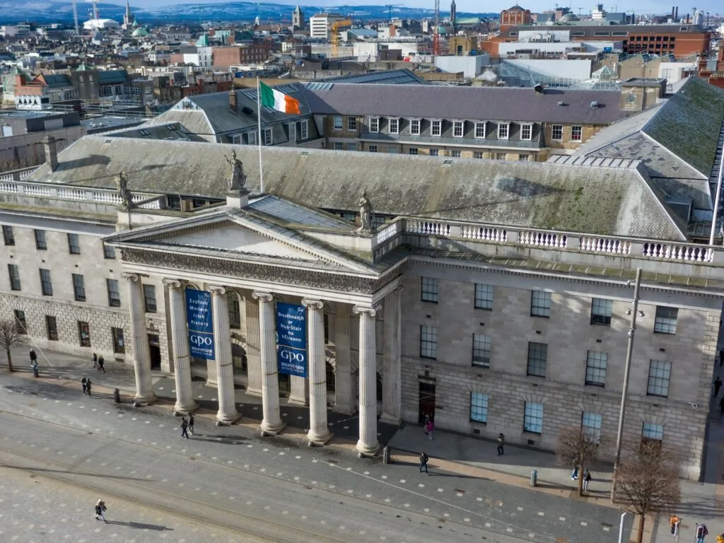 Vue aérienne de la General Post Office (GPO) de Dublin - © Irish Drone Photography