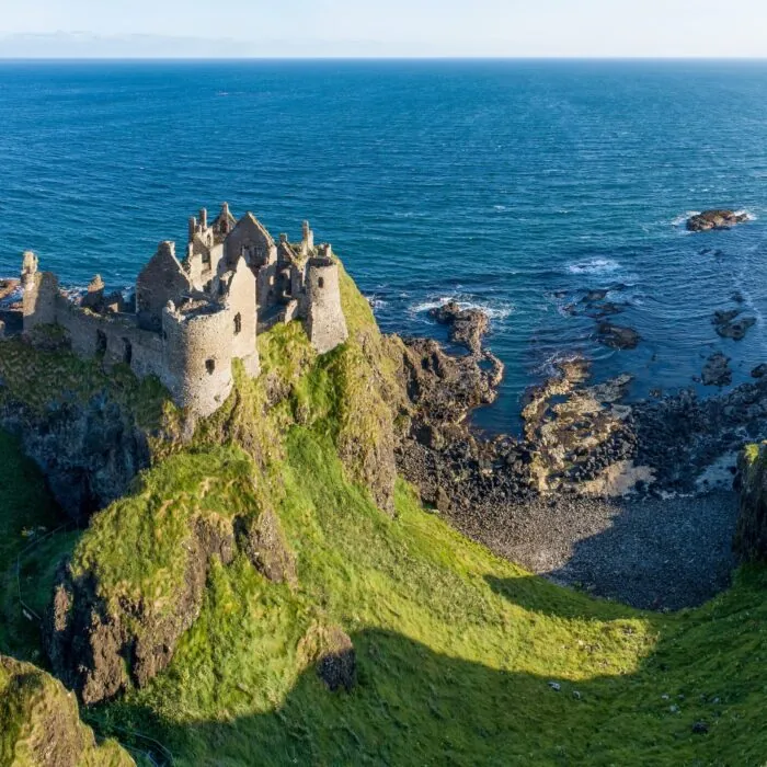 Aerial view of Dunluce Castle - © kilhan