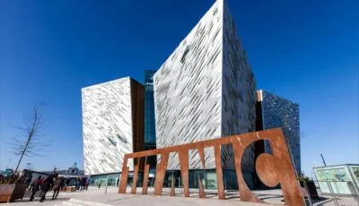 Metallic façade of the Titanic Belfast museum