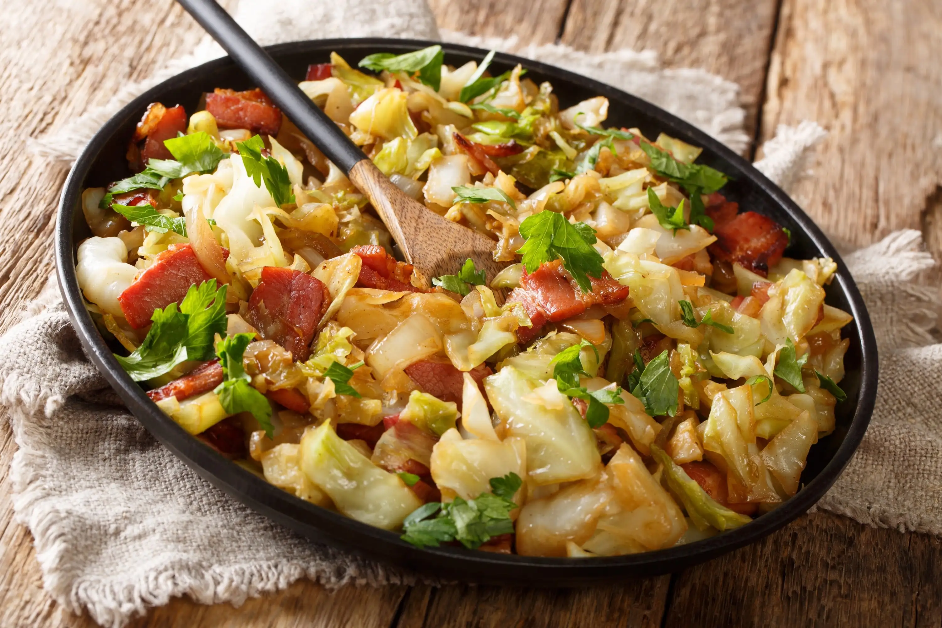 Bacon fried cabbage