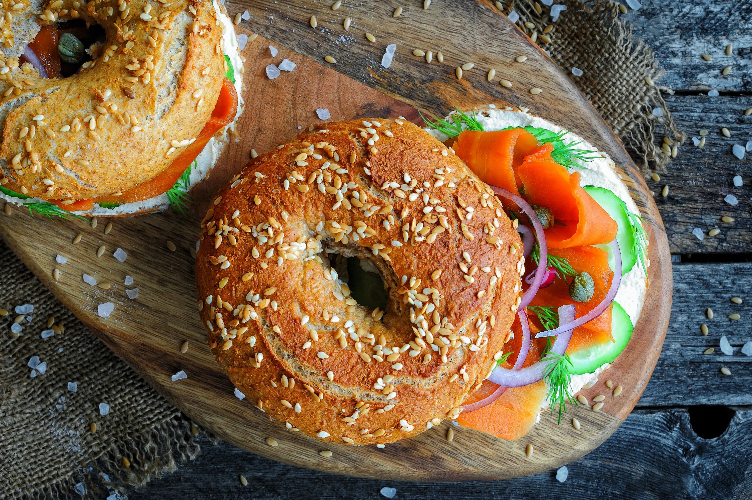 Bagel with smoked Irish salmon