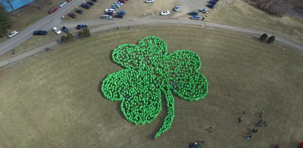 USA: a town attempts to form the largest human clover of all time!