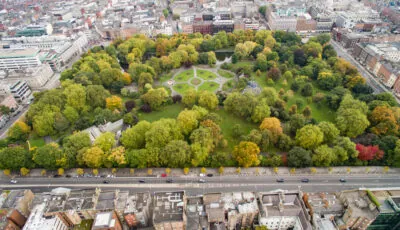 Paths, lawns and lake at St Stephen’s Green in Dublin