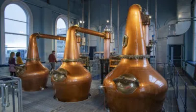 Titanic Distillers' copper stills - © Tourism Ireland. Chris Hill Photographic