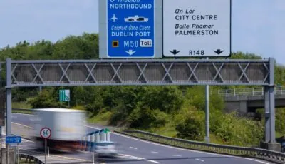 Driving on the M50 in Ireland