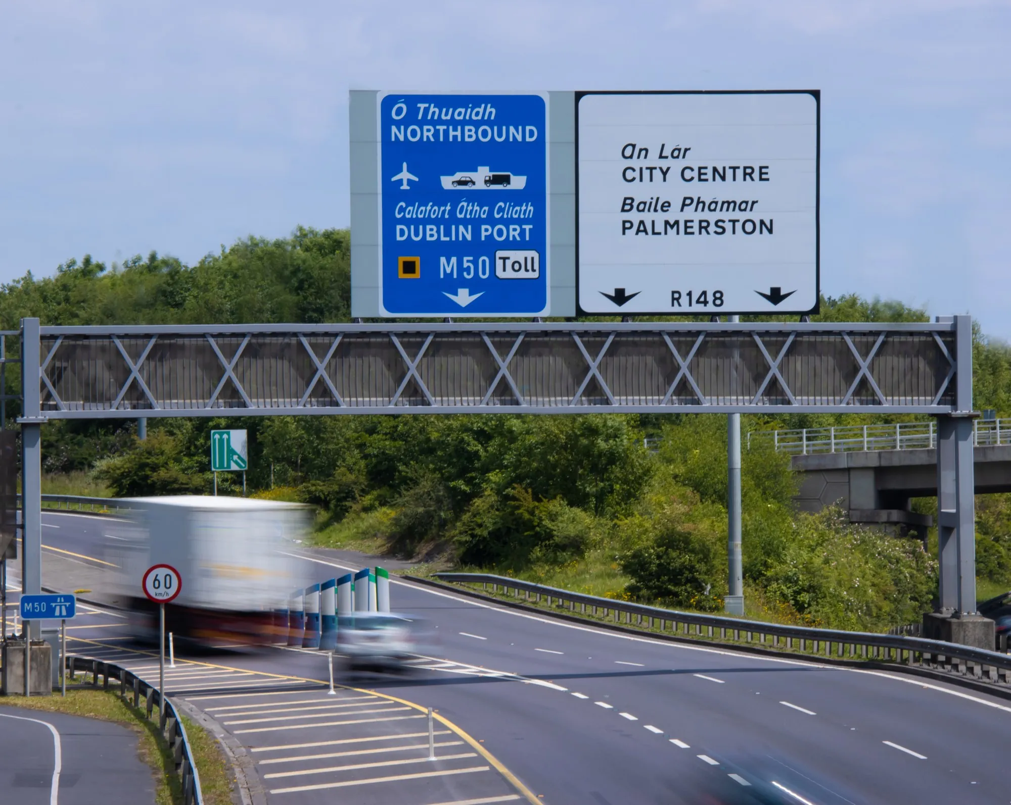 Driving on the M50 in Ireland