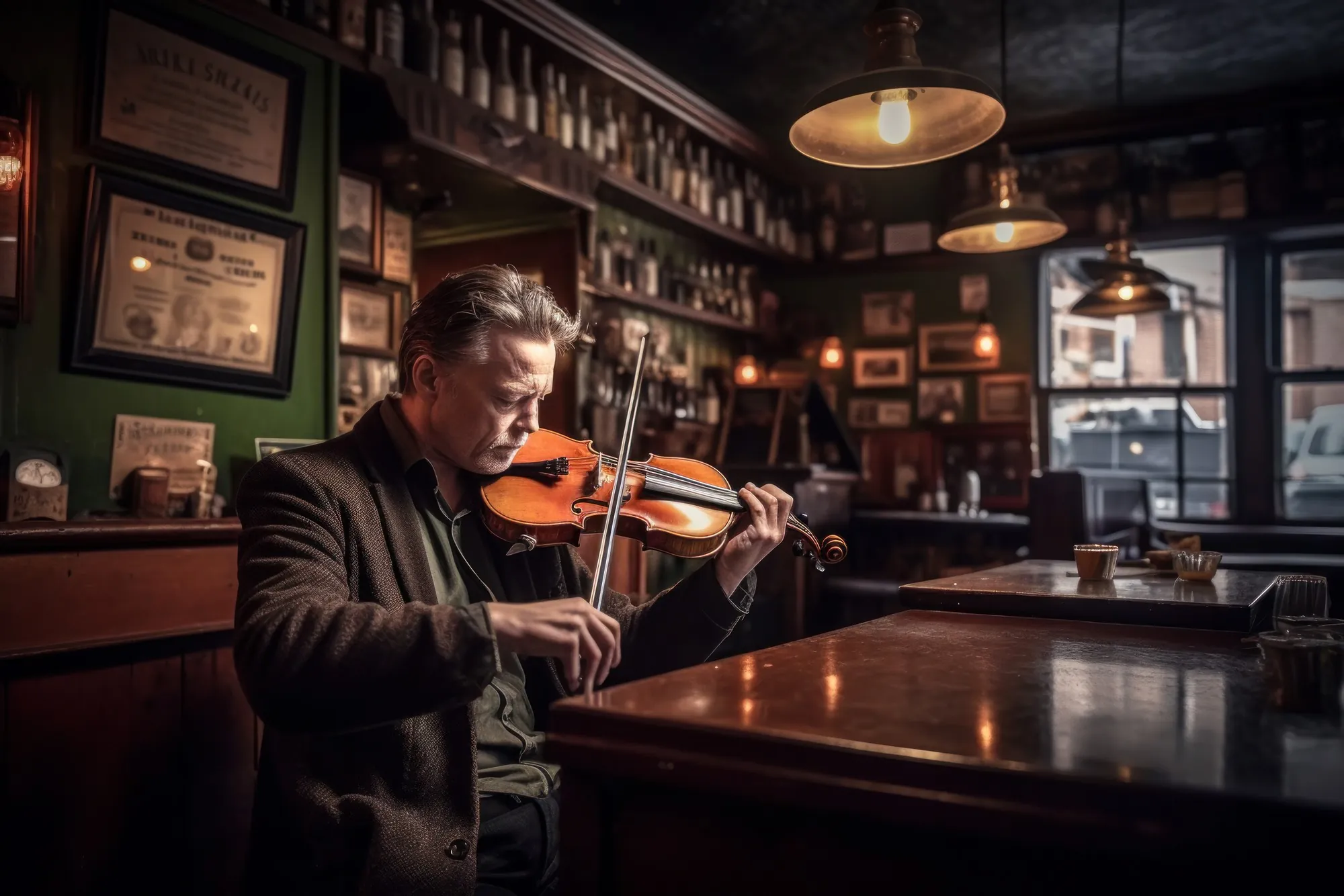 An Irish musician in an Irish pub - © Sunshower Shots