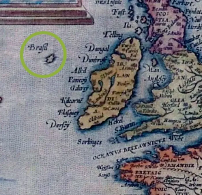 Hy-Brasil island on a map