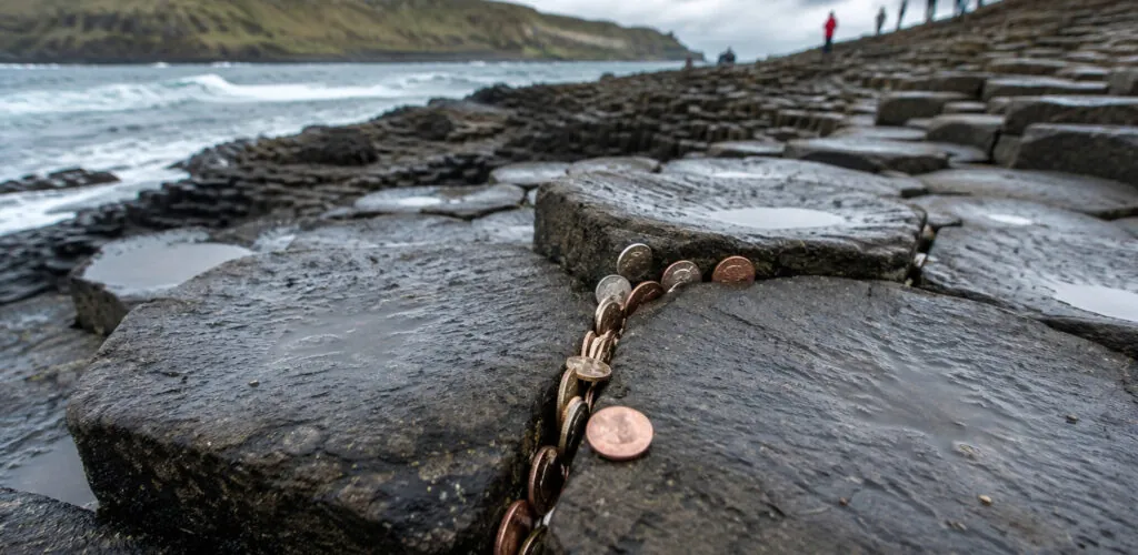 Northern Ireland: tourists have wedged more than 10,000 coins into the Giant’s Causeway