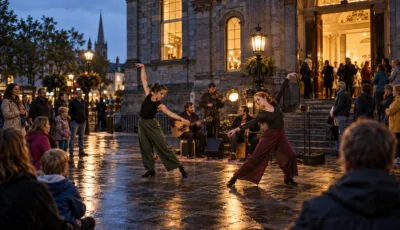 Danse et concert devant un bâtiment historique pendant Culture Night en Irlande -Go-to-Ireland.com